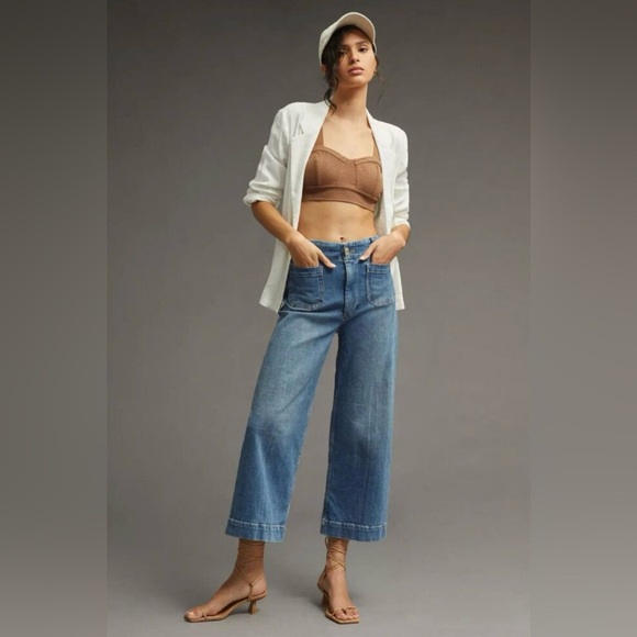 Anthropologie Pilcro women’s Skipper Jeans 25 blue crop wide leg high rise - Picture 3 of 13